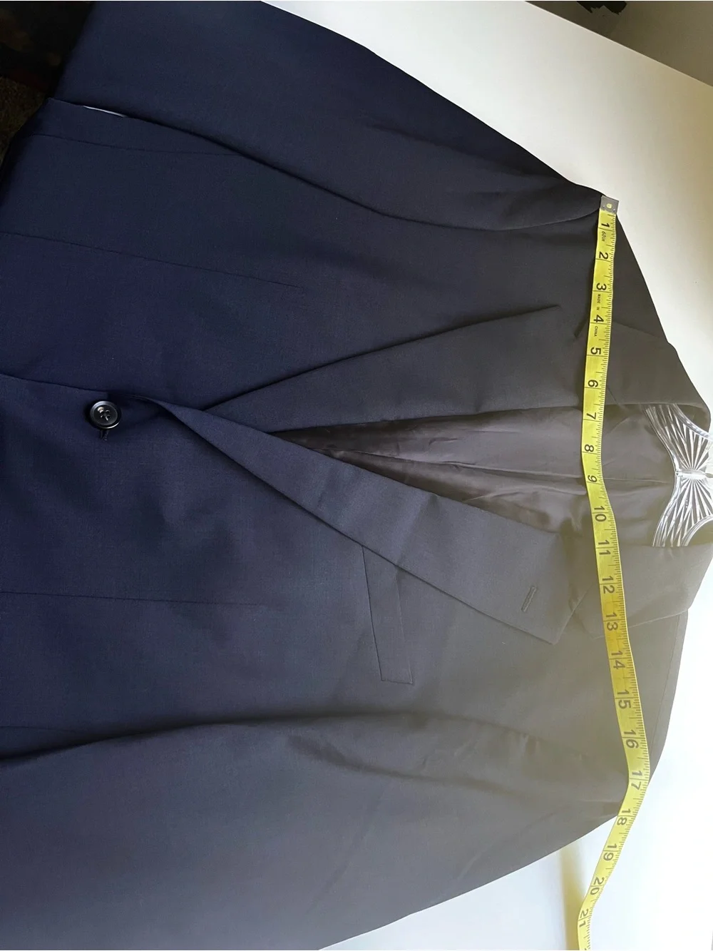 Reiss Hope Wool Blend Notch Lapel 2 Button Travel Blazer Stretch Navy Blue 38S